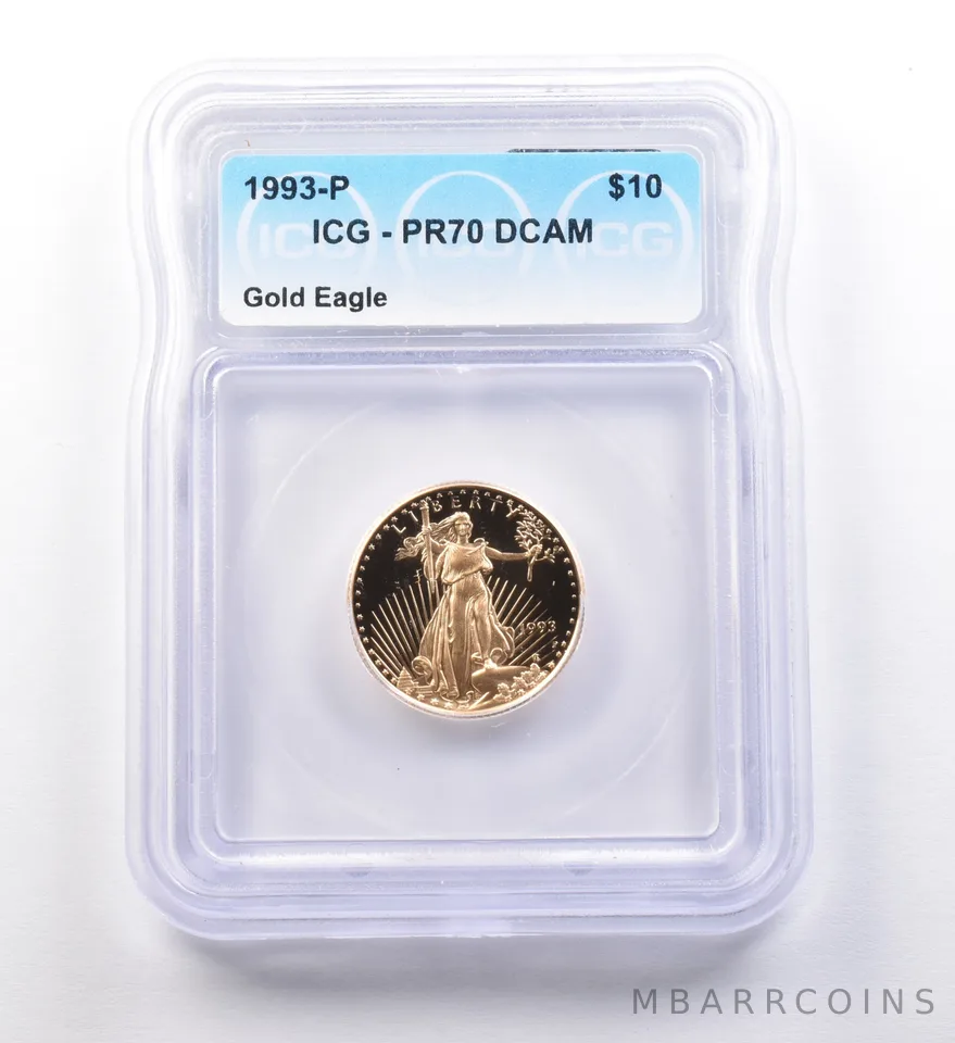 1993-P $10 American Gold Eagle 1/4 Oz Gold PR70 DCAM ICG