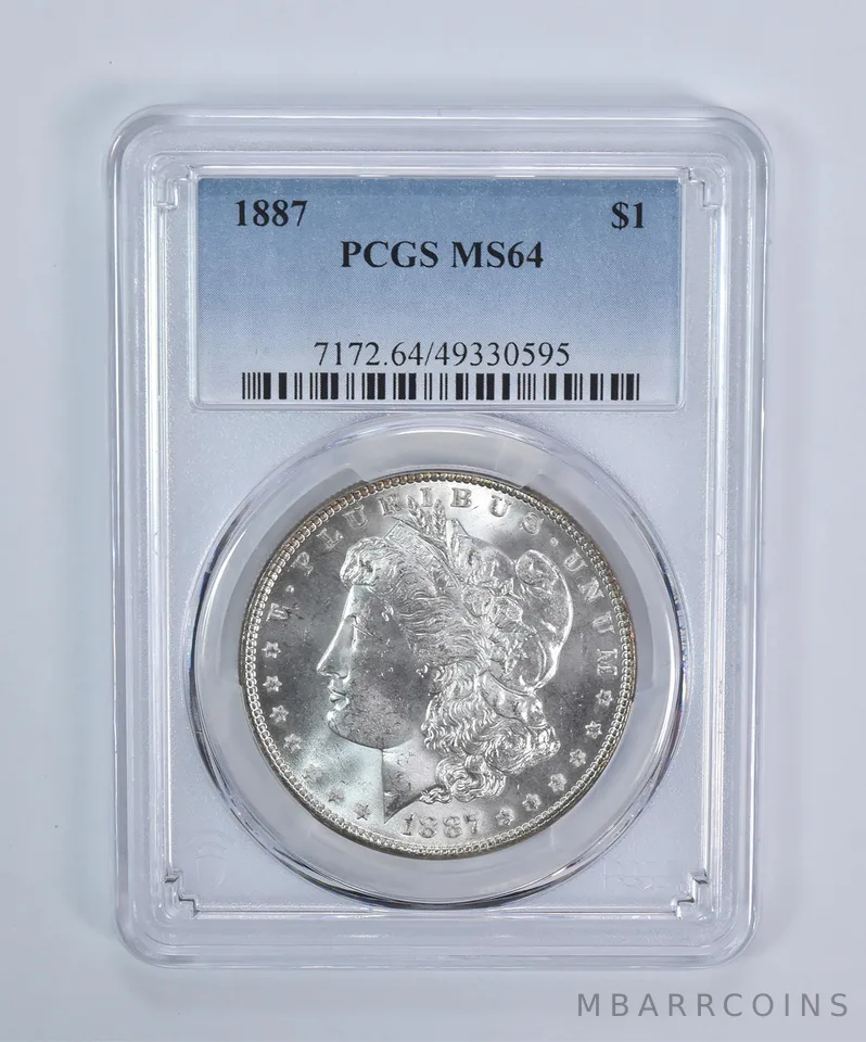 1887 Morgan Silver Dollar MS64 PCGS Blue Label