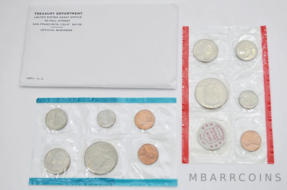1971 Mint Set with Original Envelope & Flatpacks (11 coins)