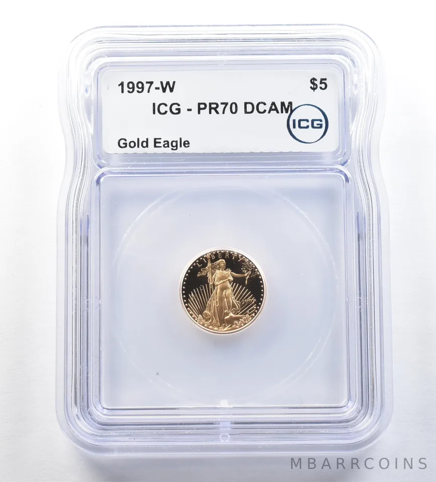 1997-W $5 American Gold Eagle 1/10 Oz Gold PR70 DCAM ICG
