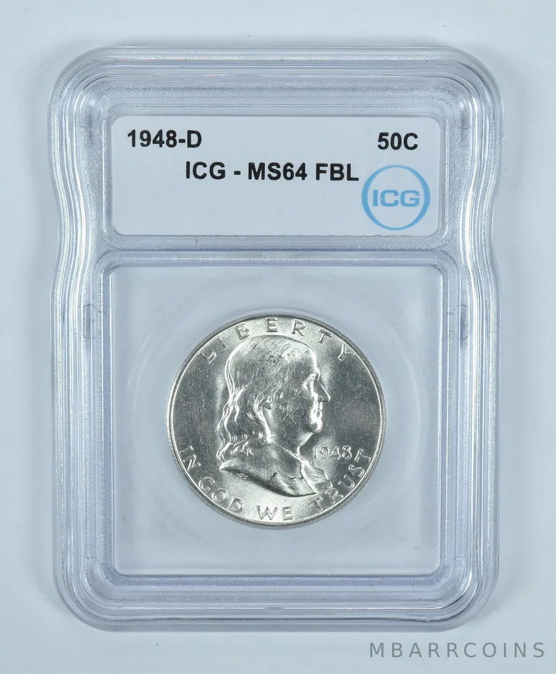 1948-D Franklin Half Dollar MS64 FBL ICG