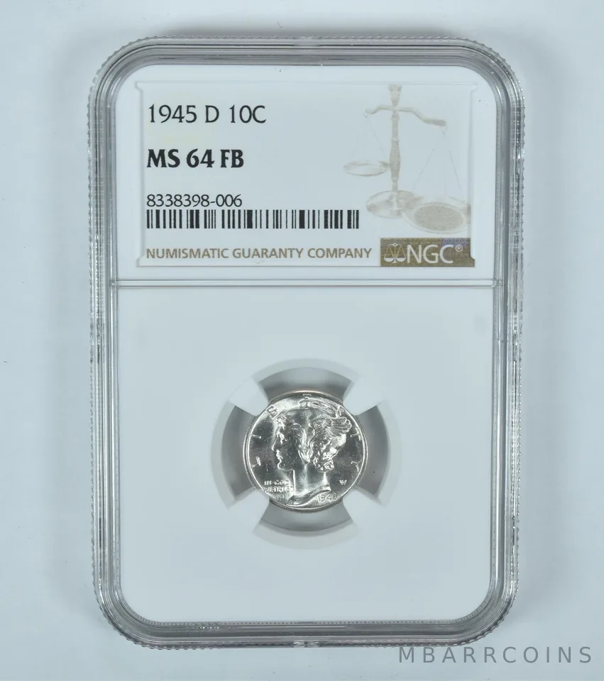 1945-D Mercury Dime MS64 FB NGC Brown Label