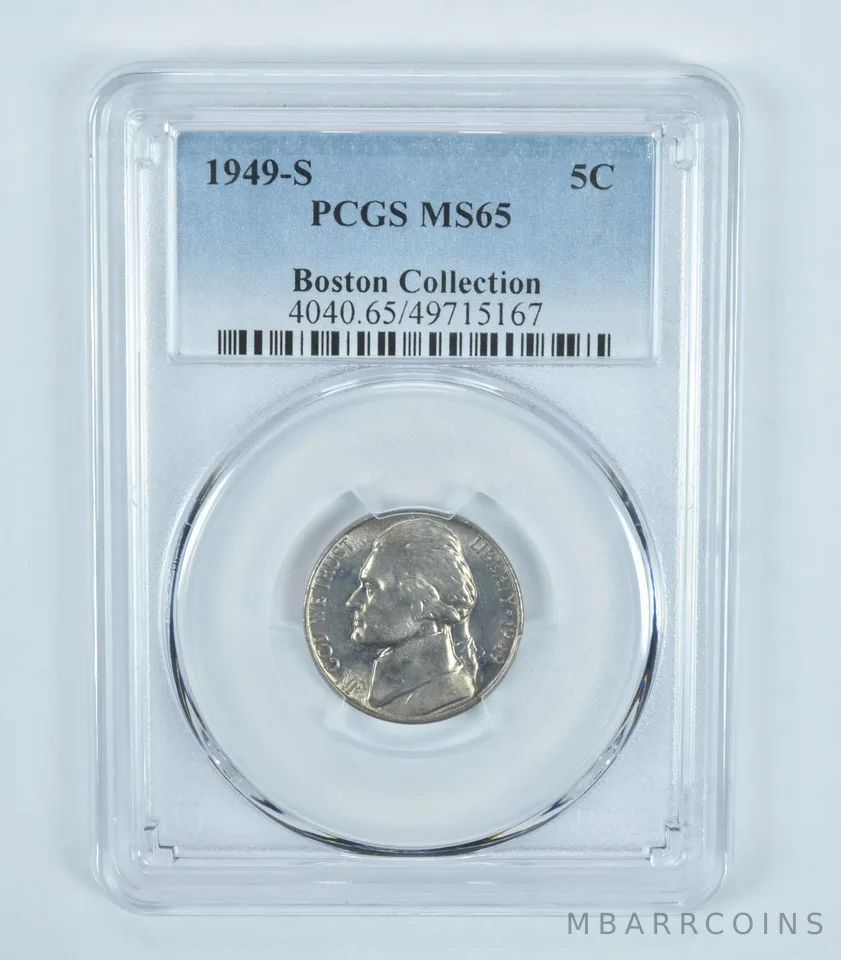 1949-S Jefferson Nickel Boston Collection MS65 PCGS Blue Label