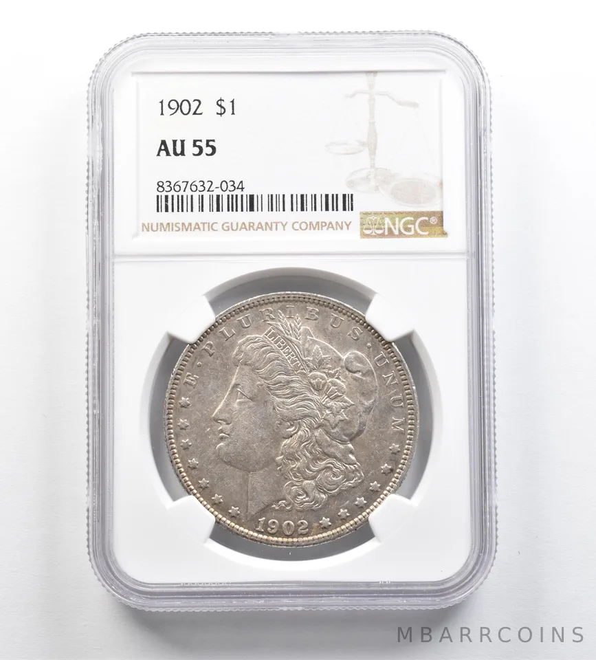 1902 Morgan Silver Dollar AU55 NGC *9201