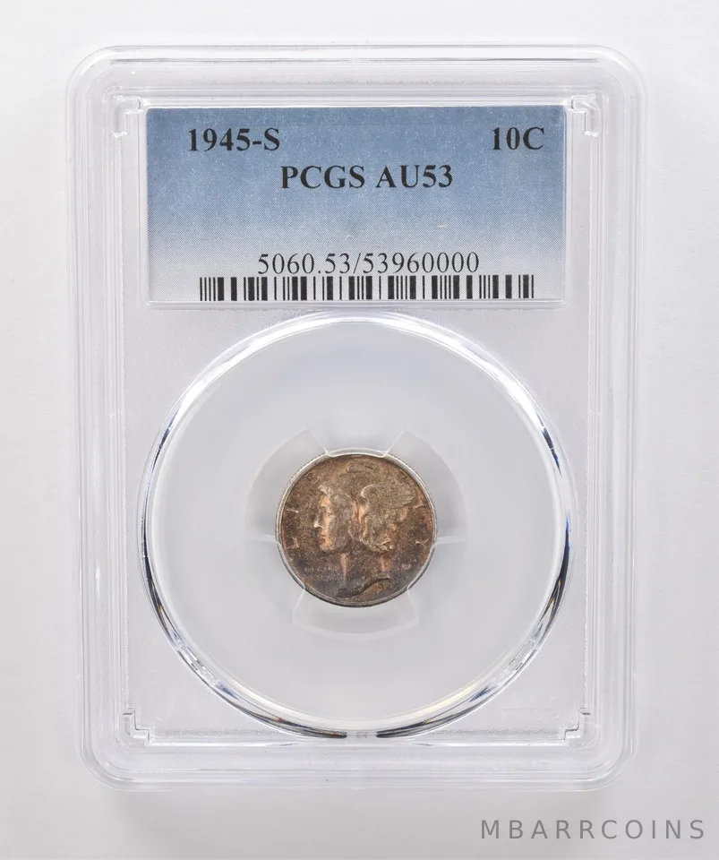 1945-S Mercury Dime AU53 PCGS Beautiful Tone *1840