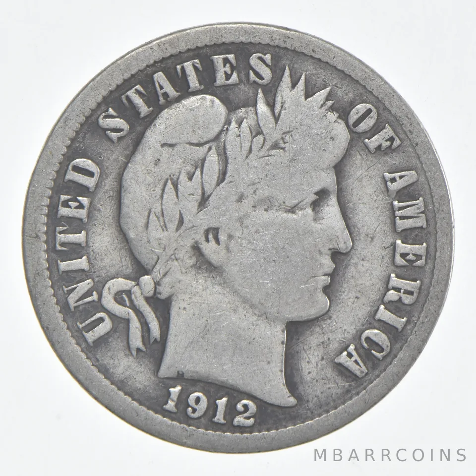 1912-S Barber Dime 90% Silver FINE Condition