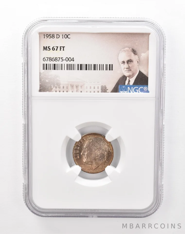 1958-D Roosevelt Dime MS67 FT NGC Beautiful Tone a1252