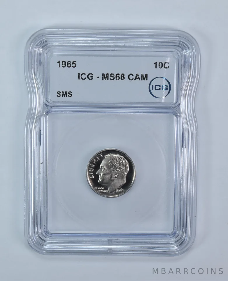 1965 Roosevelt Dime SMS MS68 CAM ICG