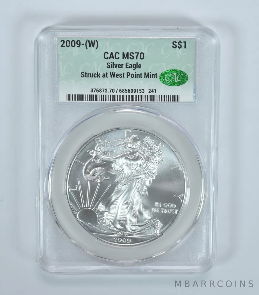 2009-(W) American Silver Eagle Struck At West Point MS70 CAC CACg