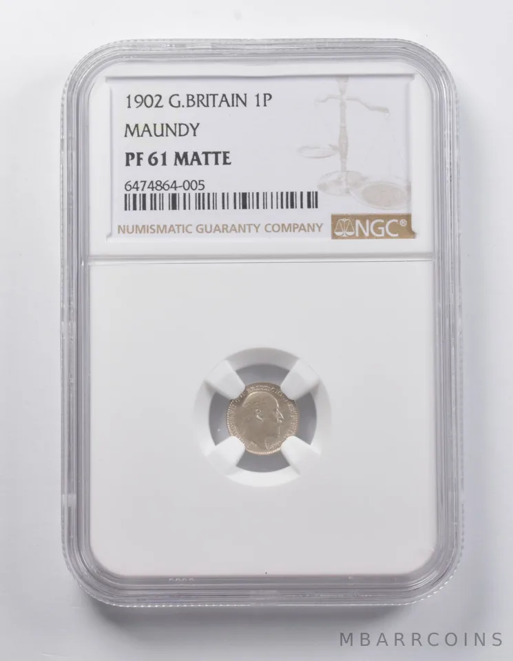 PF61 MATTE 1902 Great Britain 1 Penny Maundy NGC *7068
