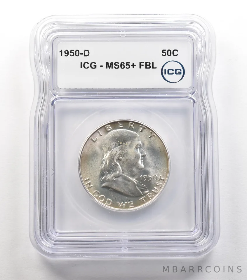 1950-D Franklin Half Dollar MS65+ FBL ICG *6702
