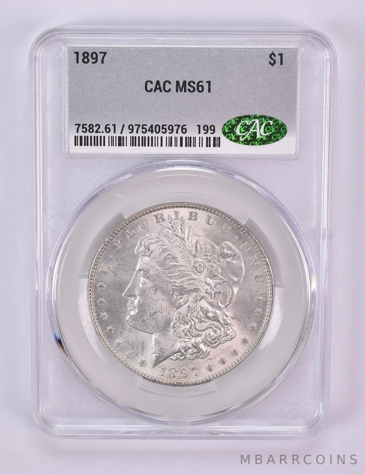 1897 Morgan Silver Dollar MS61 CAC CACg