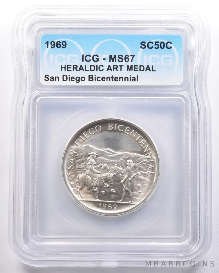 1969 So Called Half Dollar San Diego Bicentennial MS67 ICG