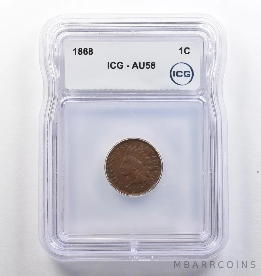 1868 Indian Head Cent AU58 ICG *4090