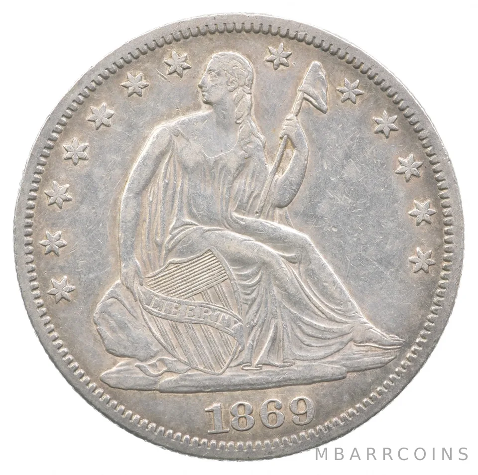 1869 Seated Liberty Half Dollar a6084