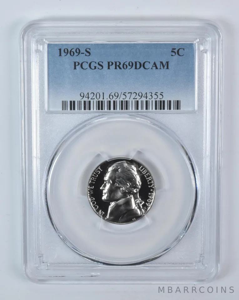 1969-S Jefferson Nickel PR69 DCAM PCGS Blue Label