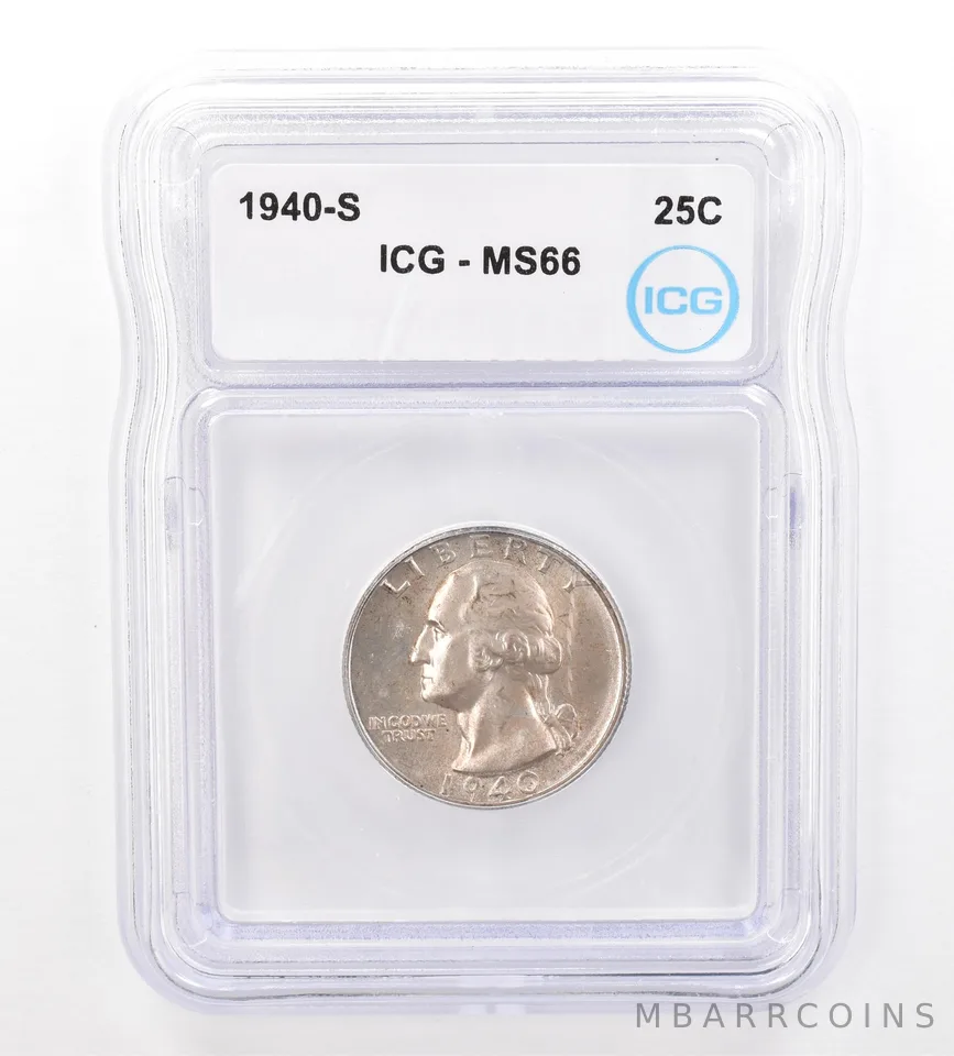 1940-S Washington Quarter MS66 ICG Beautiful Tone *7389