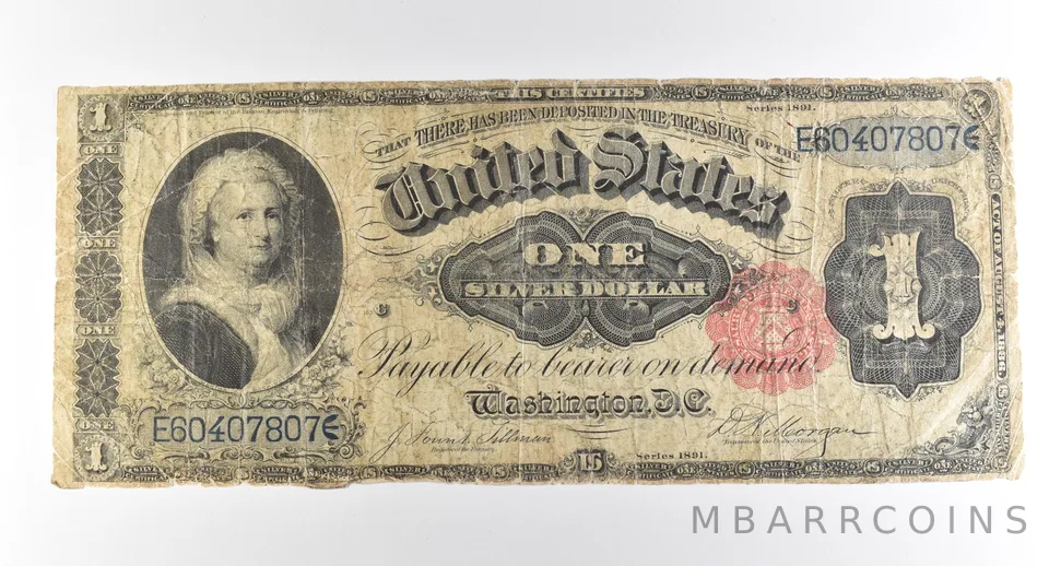 1891 $1 Silver Certificate Large Note Red Seal *3729
