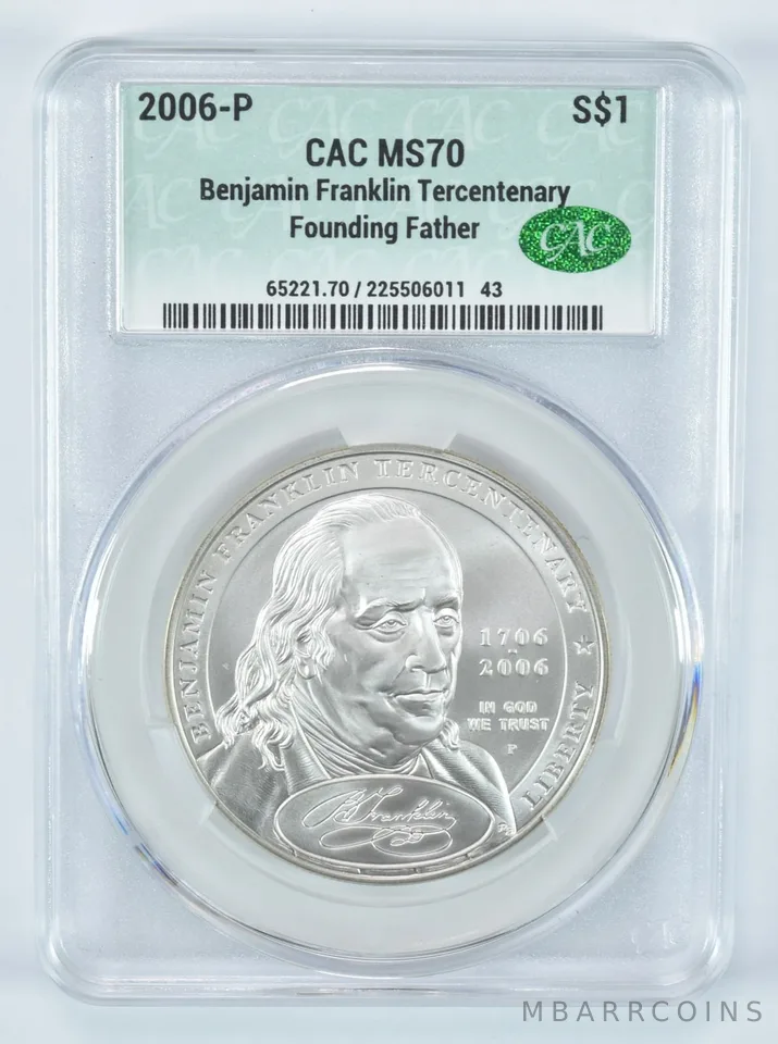 2006-P Ben Franklin Founding Father Commemorative Silver Dollar MS70 CACg
