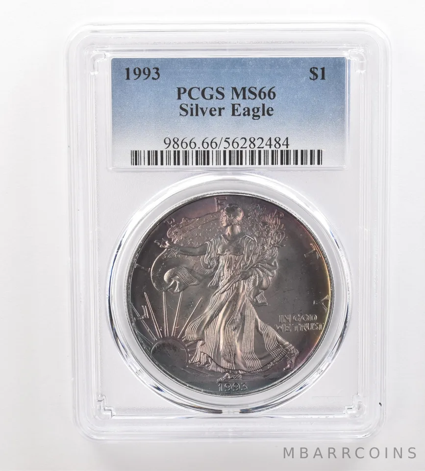 1993 American Silver Eagle MS66 PCGS Beautiful Tone *3259