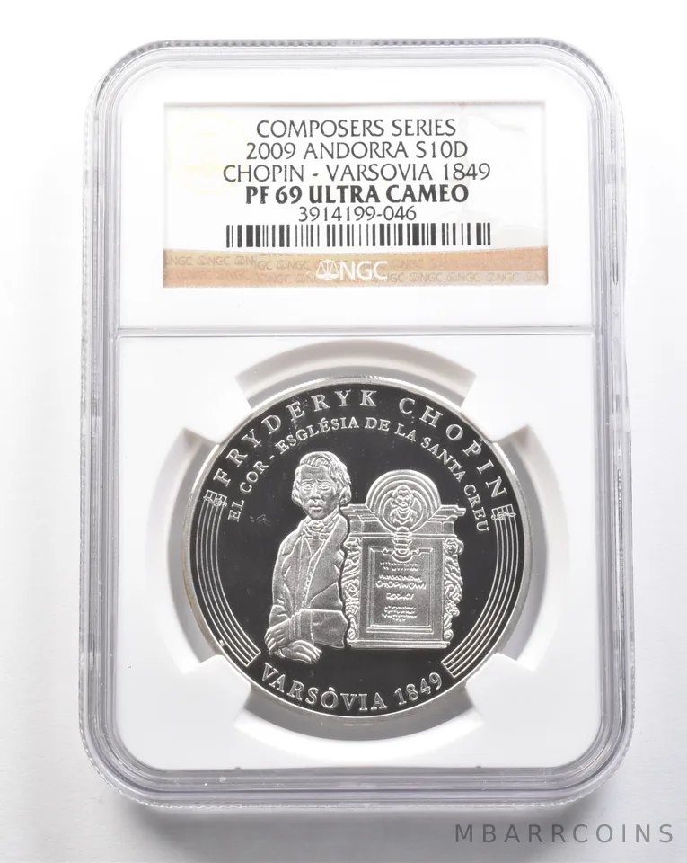 2009 Andorra Diner Silver Chopin Varsovia 1849 PF69 UCAM NGC *7461