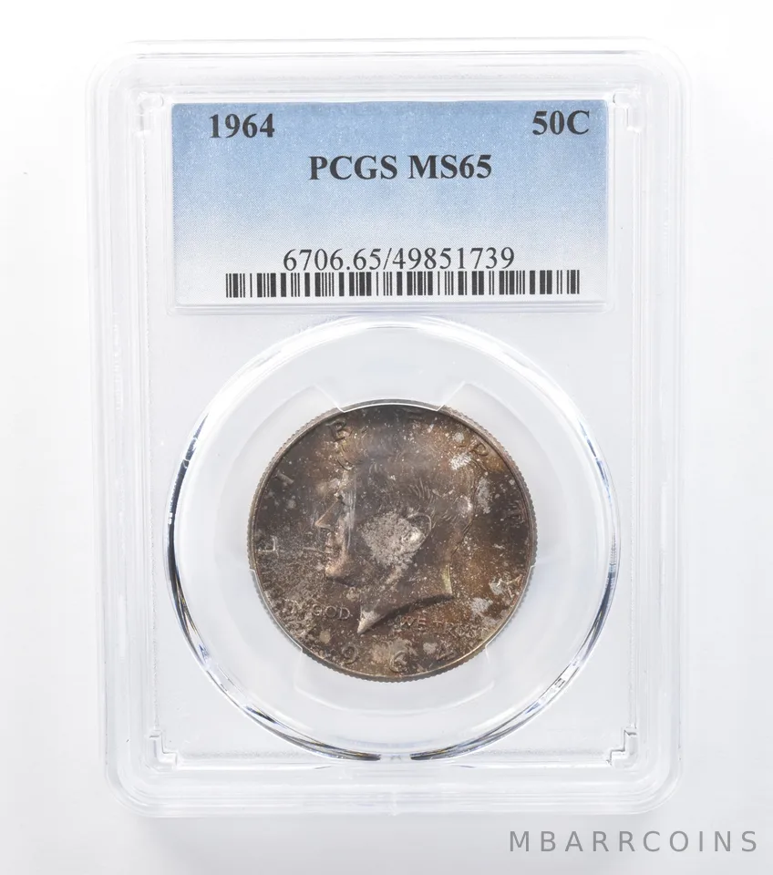 1964 Kennedy Half Dollar MS65 PCGS Rainbow Tone *7731