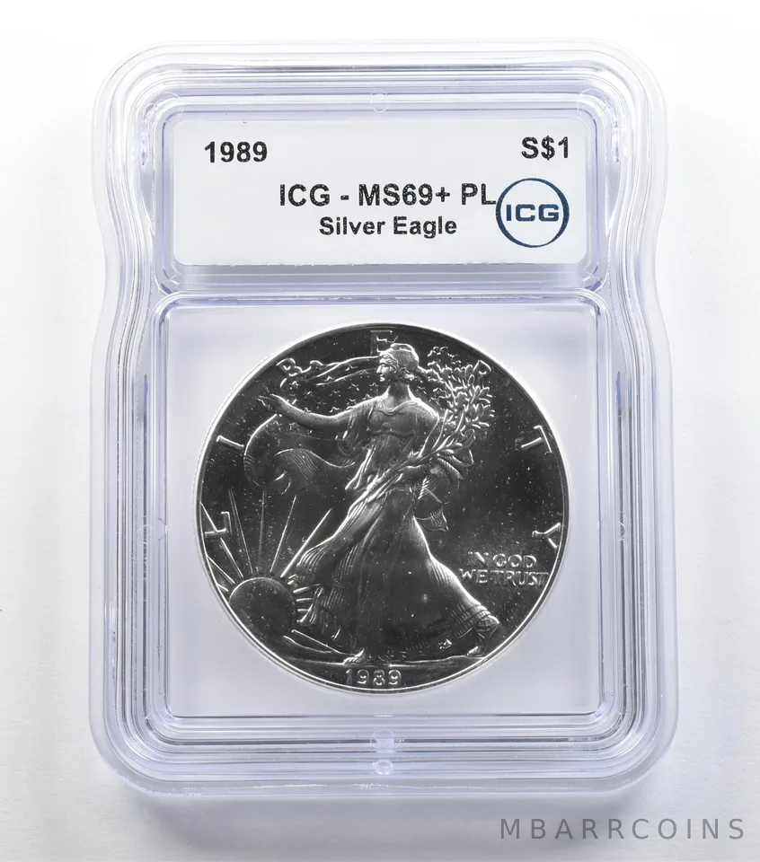 1989 American Silver Eagle MS69+ PL ICG *5428