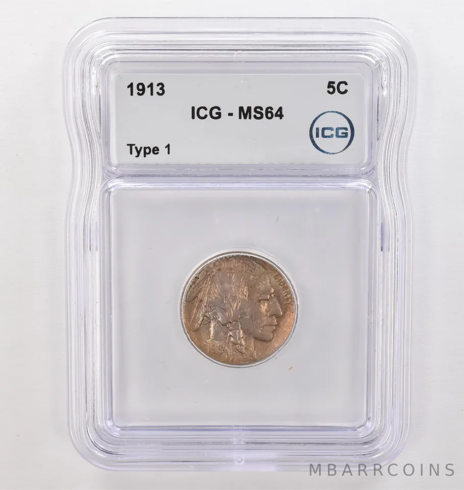 1913 Indian Head Buffalo Nickel Type 1 MS64 ICG Beautiful Tone *4163