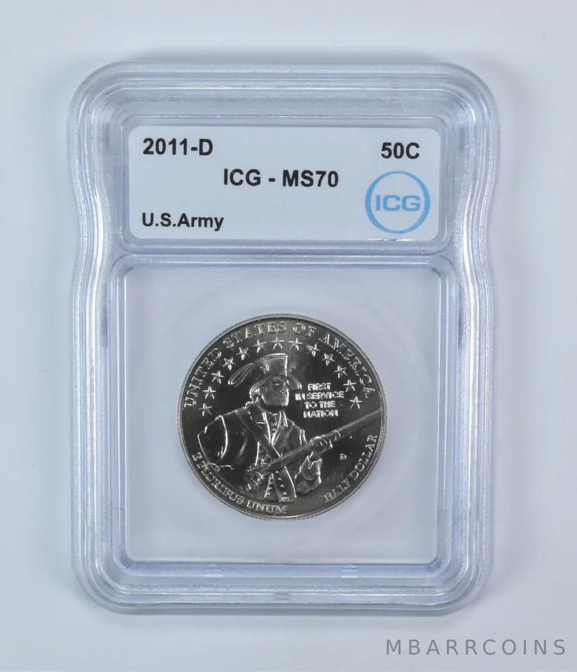 2011-D US Army Commemorative Half Dollar MS70 ICG