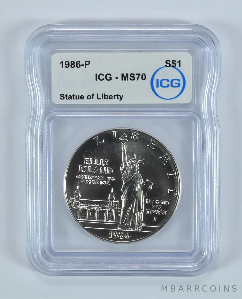 1986-P Statue Of Liberty Commemorative Silver Dollar MS70 ICG