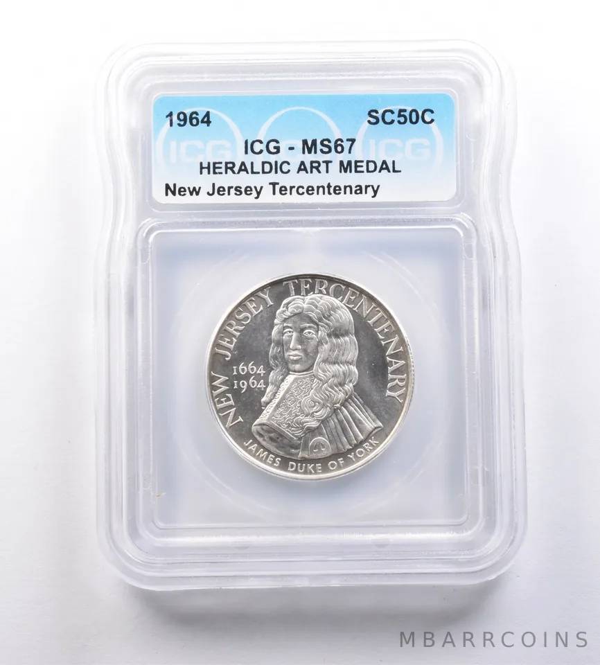 1964 So-Called Half Dollar New Jersey Tercentenary MS67 ICG *7164
