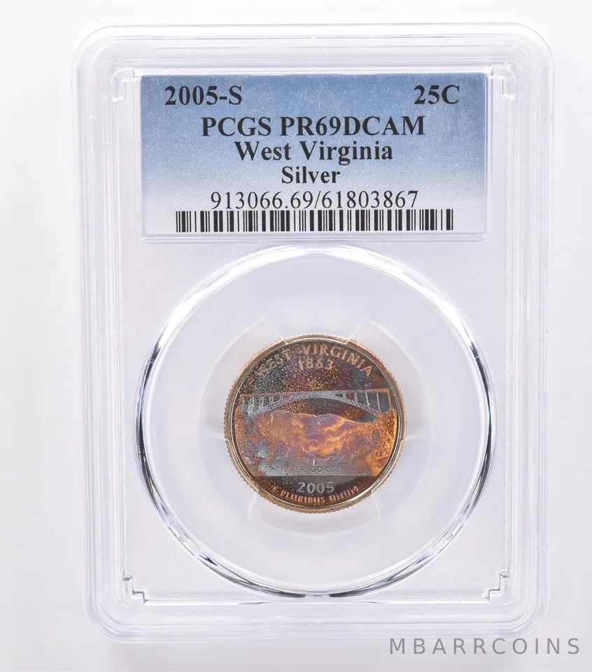 2005-S Washington State Quarter West Virginia Silver PR69 PCGS Nice Tone *8736