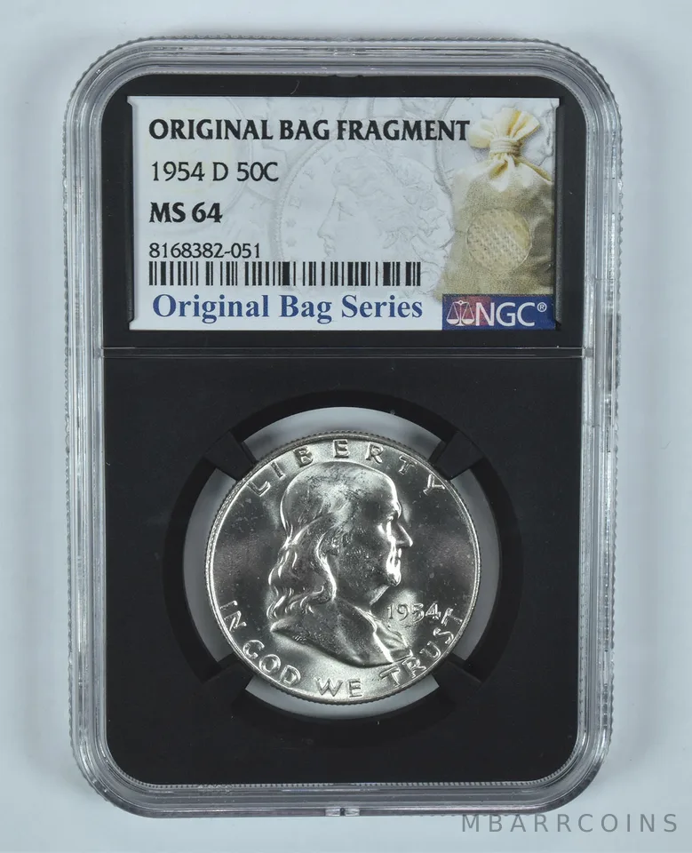 1954-D Franklin Half Dollar Original Bag Fragment MS64 NGC