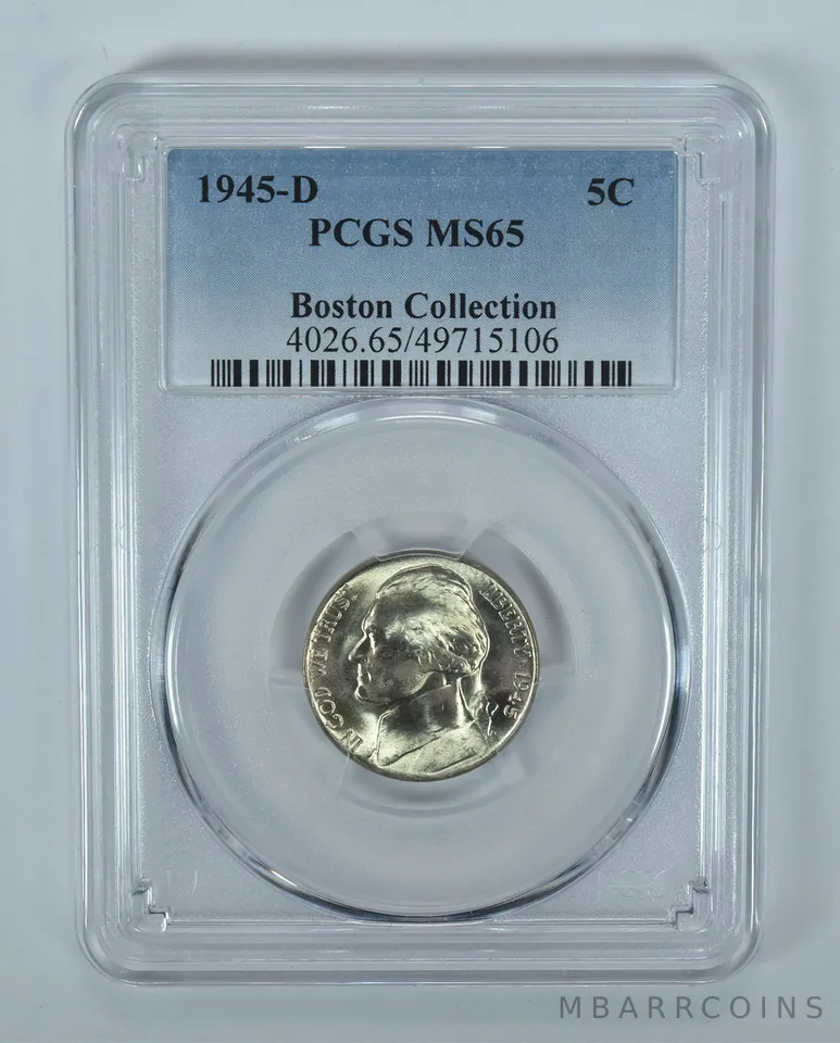 1945-D Jefferson Nickel Boston Collection MS65 PCGS