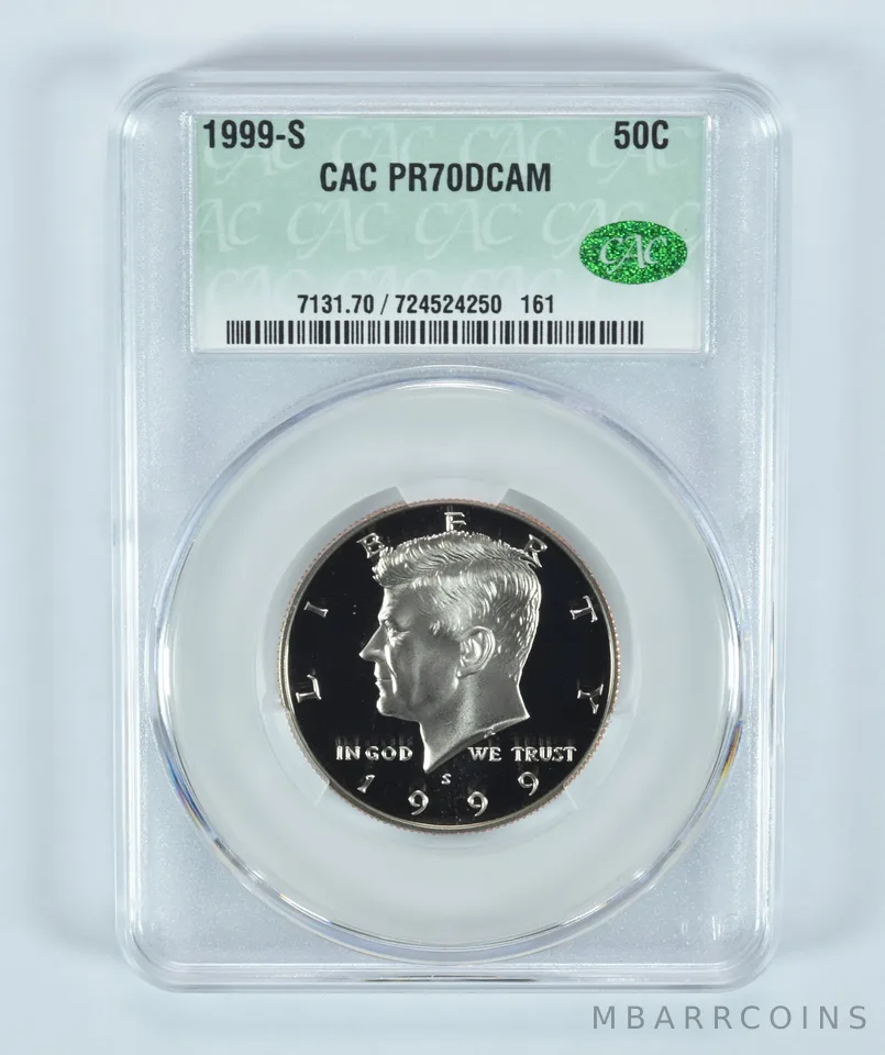 1999-S Kennedy Half Dollar PR70 DCAM CAC CACg