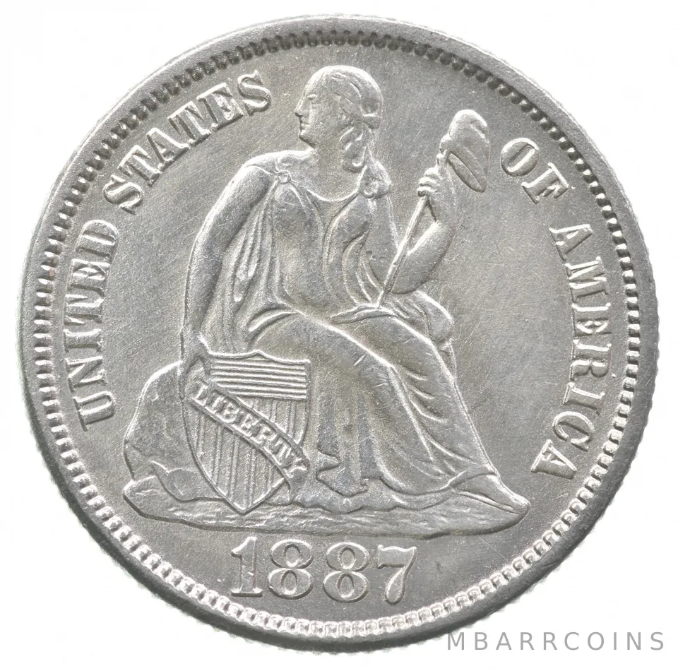 1887 Seated Liberty Dime a7290