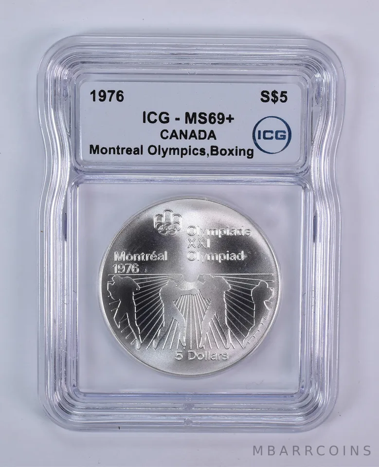 1976 Canada 5 Dollars Silver Montreal Olympics Boxing MS69+ ICG