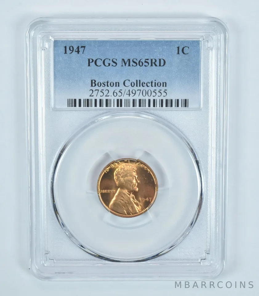 1947 Lincoln Wheat Cent Boston Collection MS65 RD PCGS Blue Label