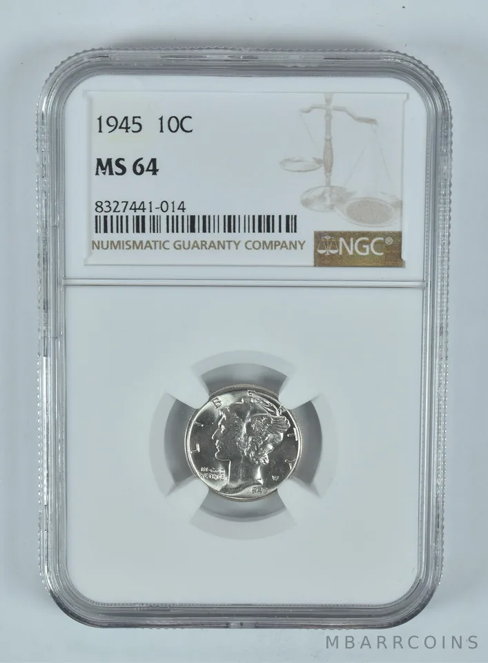 1945 Mercury Dime MS64 NGC Brown Label