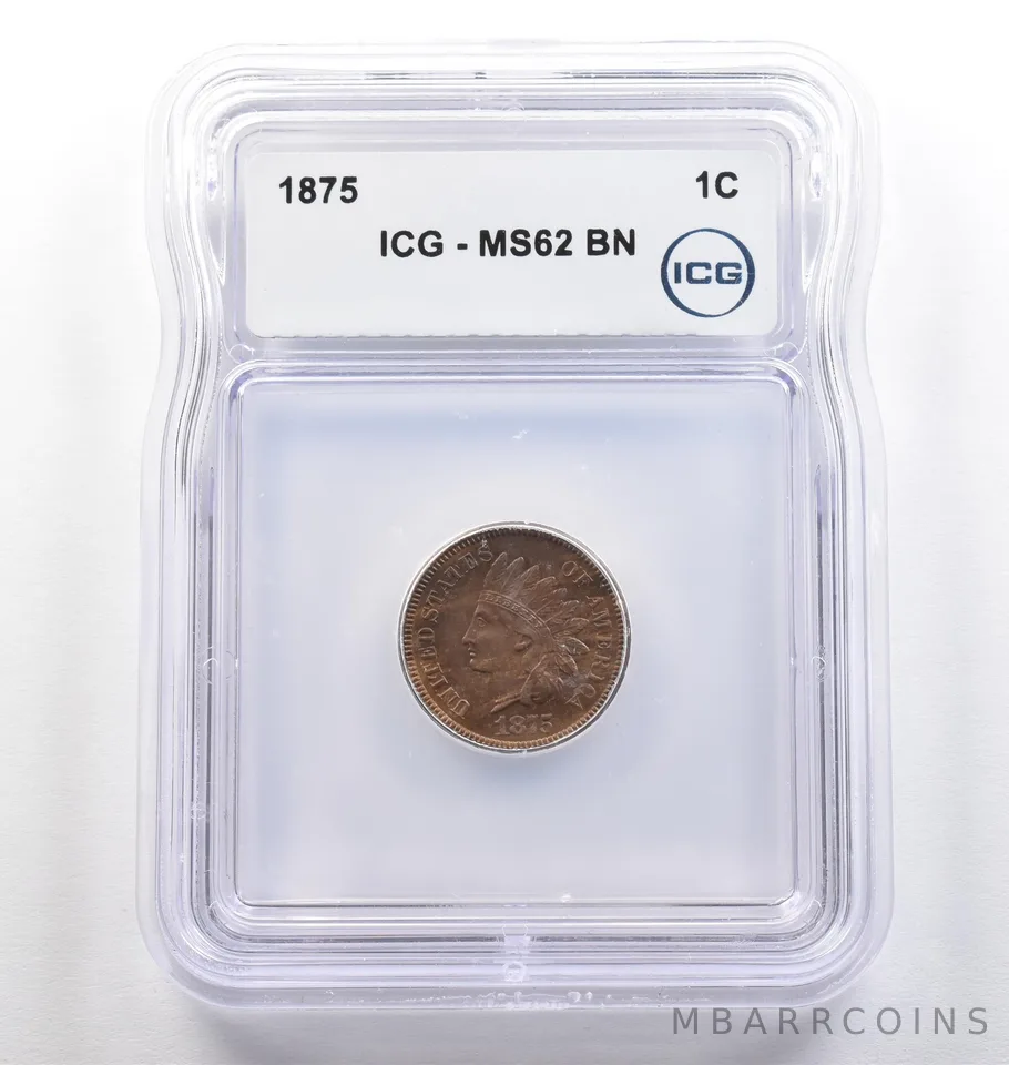 1875 Indian Head Cent MS62 BN ICG *4101