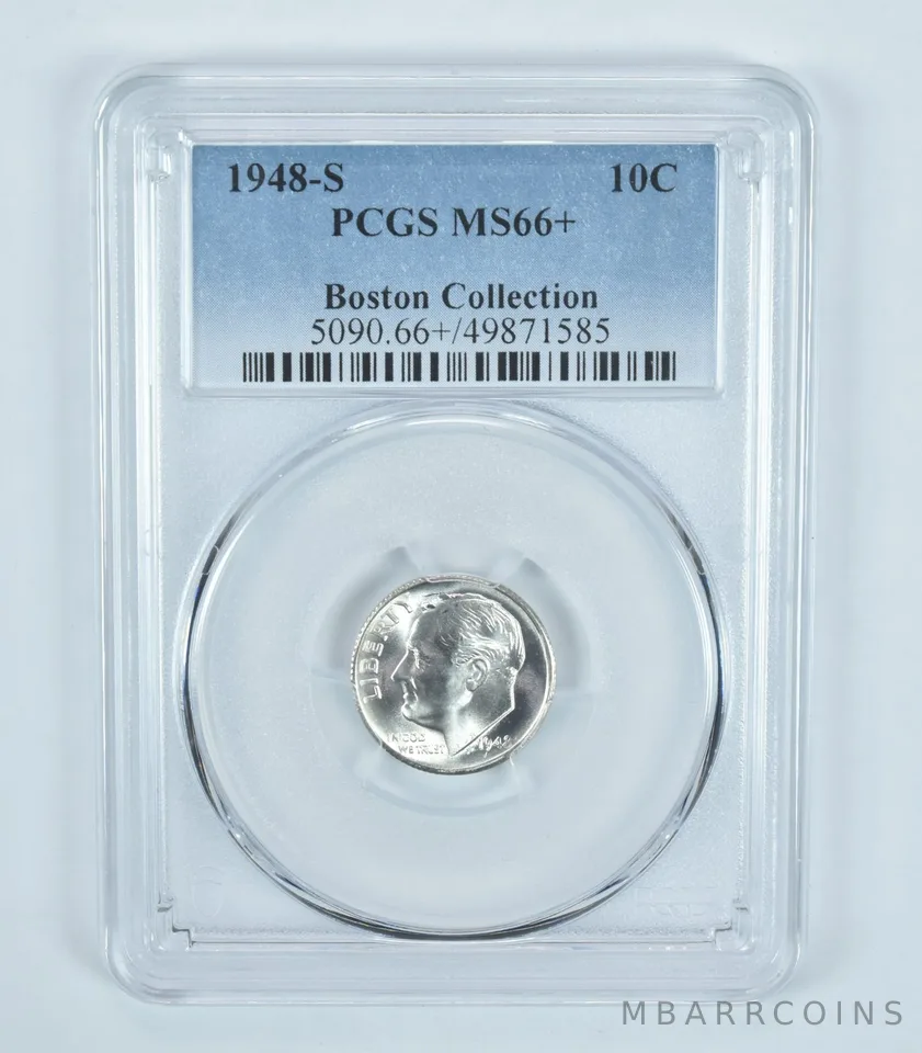 1948-S Roosevelt Dime Boston Collection MS66+ PCGS Blue Label