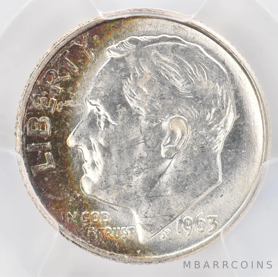 1963 Roosevelt Dime MS62 PCGS Beautiful Tone *0891