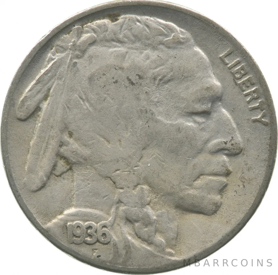 1936-S Indian Head Buffalo Nickel Lamination Error *5080