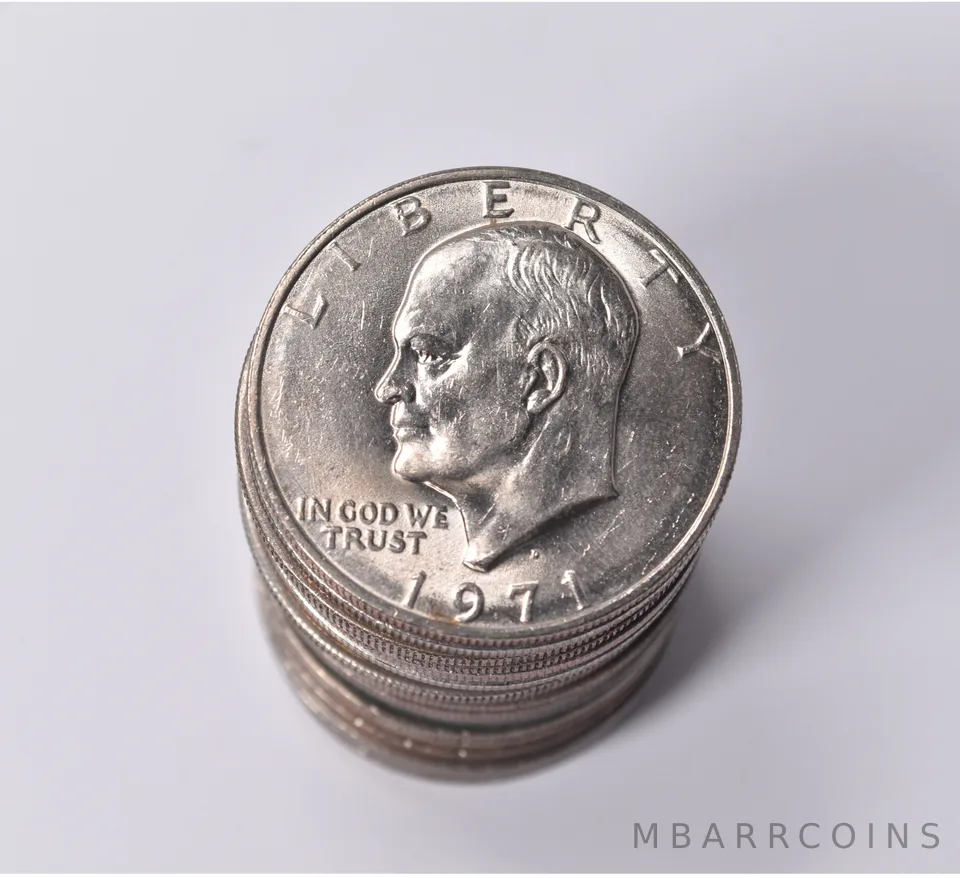 (20) 1971-D BU/Unc Eisenhower Ike Dollar Clad Roll Lot