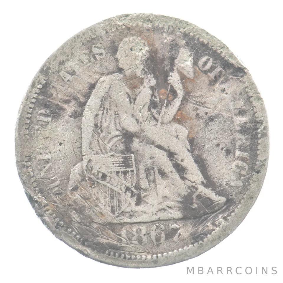 1867 Seated Liberty Dime *3886