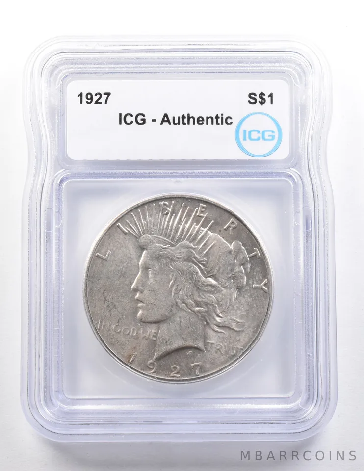 1927 Peace Silver Dollar Authentic ICG a3663