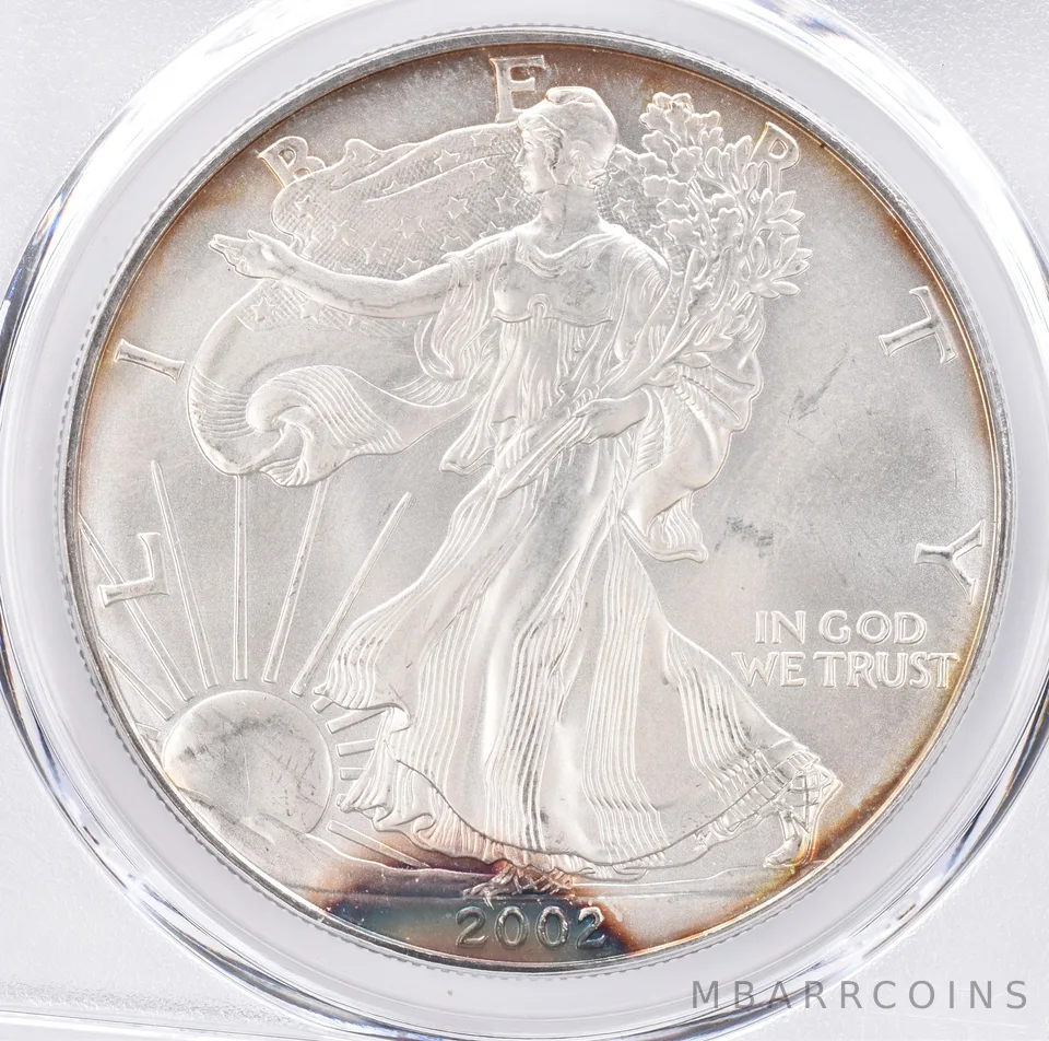 2002 American Silver Eagle MS66 PCGS Beautiful Tone *1399