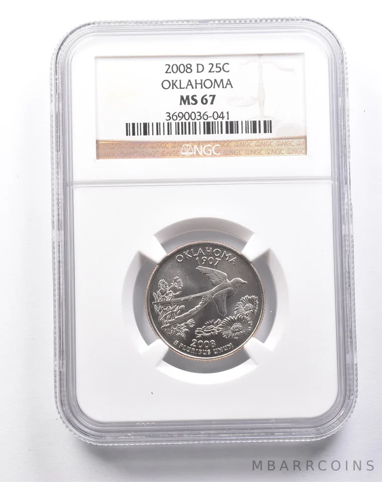 MS67 2008-D Washington State Quarter Oklahoma NGC a6170