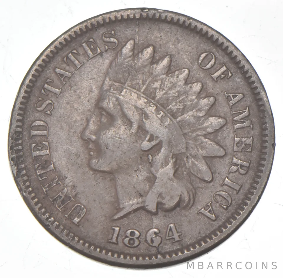 1864-L Indian Head Cent Snow 16 Bisecting Die Crack a9892