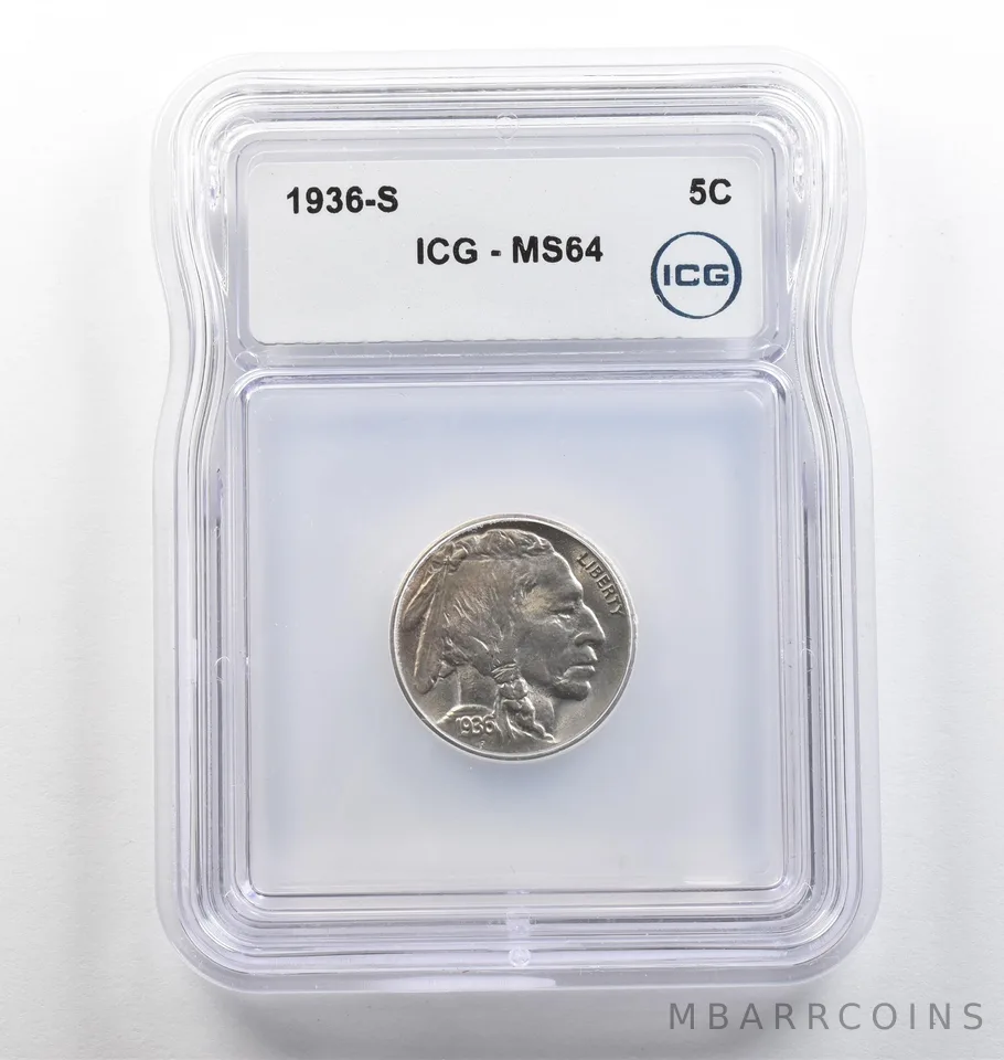 1936-S Indian Head Buffalo Nickel MS64 ICG *3990